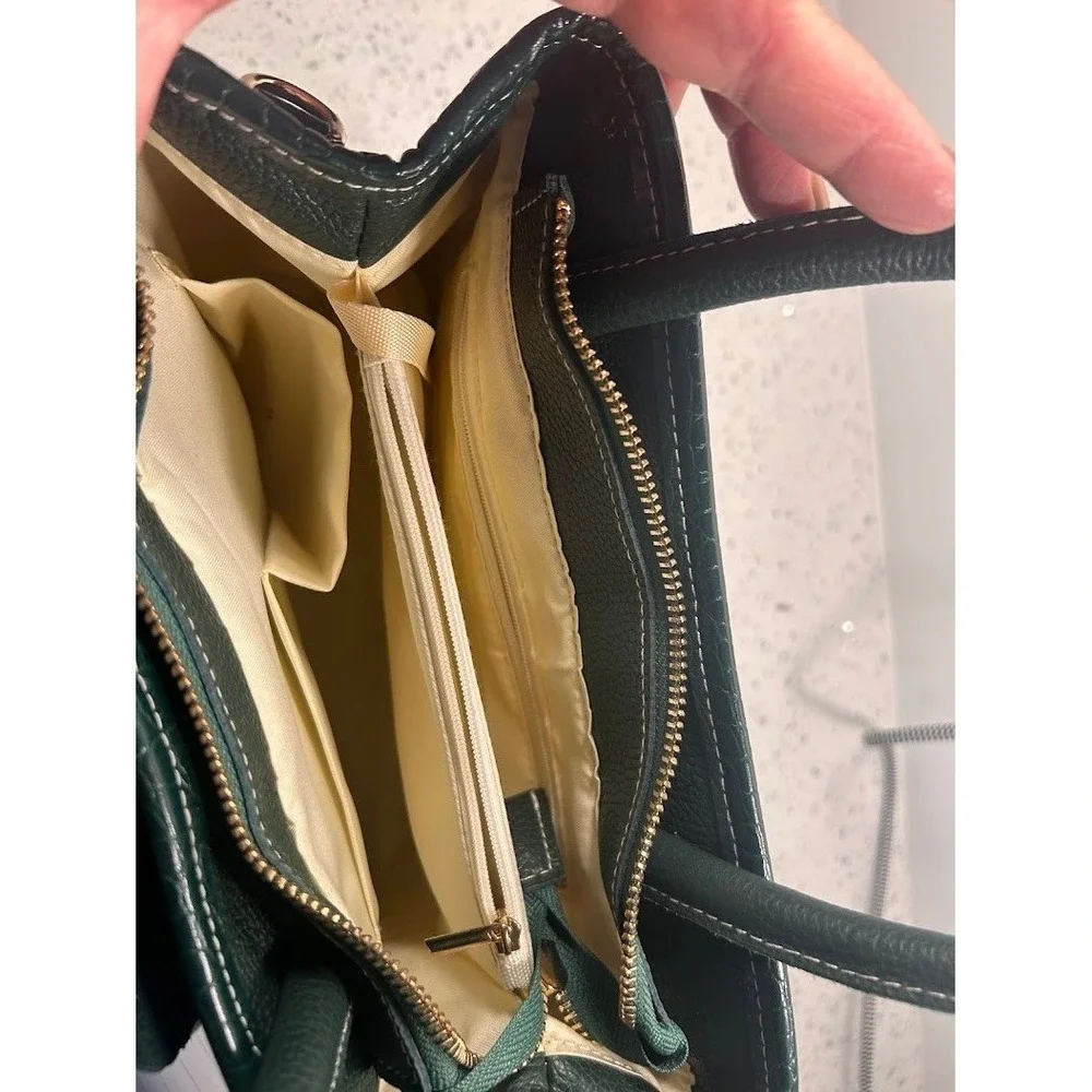 Chaos Collection Green Patchwork Leather Satchel Crossbody Handbag